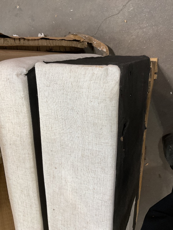 Photo 1 of **DIRT. BOTTOM FABRIC COMING LOOSE. ONE LOOSE HINGE**60 inch bedroom bench with storage and wood legs