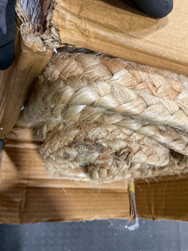 Photo 1 of **SCRAPE **HOMEMONDE 6ft Round Natural Jute Rug - Handwoven Braided Reversible Vintage Area Rug Farmhouse Rustic and Bohemian Eco Friendly Home Décor for Bedroom, Living Room and Kitchen