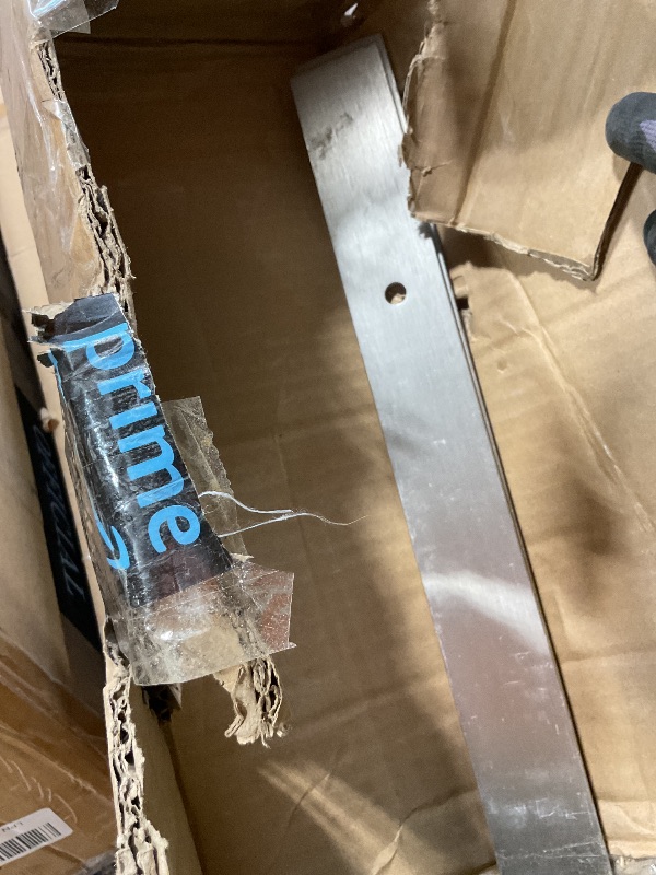 Photo 1 of **MISSING WOOD. INSTALLATION PARS ONLY. SCRAPES on METAL**SMARTSTANDARD 10 Feet Brushed Nickel Barn Door Hardware Kit-Heavy Duty Sliding Track-Smoothly and Quietly-Easy to Install-Fit 60" Wide Door Panel (J Shape Hanger)