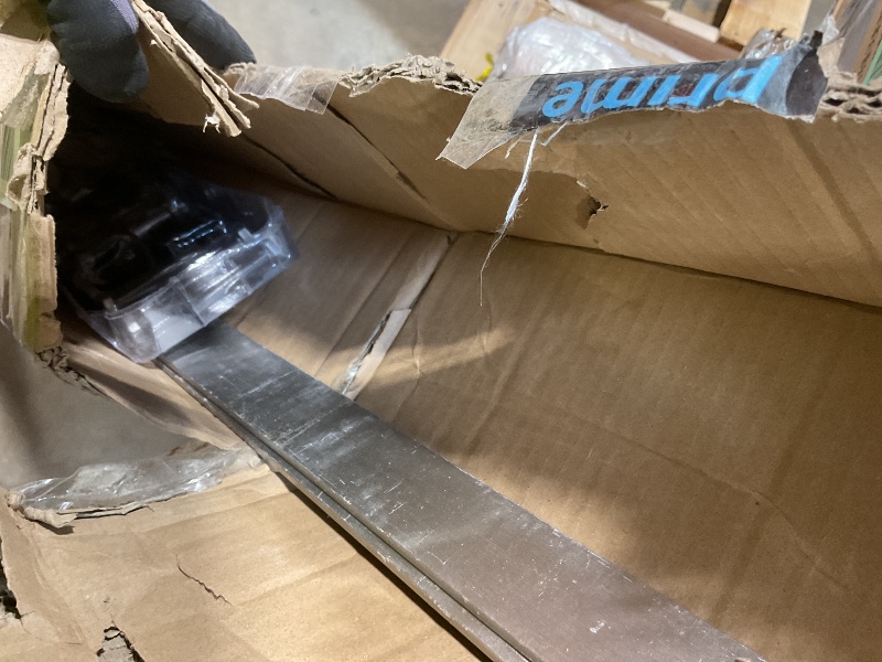 Photo 1 of **MISSING WOOD. INSTALLATION PARS ONLY. SCRAPES on METAL**SMARTSTANDARD 10 Feet Brushed Nickel Barn Door Hardware Kit-Heavy Duty Sliding Track-Smoothly and Quietly-Easy to Install-Fit 60" Wide Door Panel (J Shape Hanger)