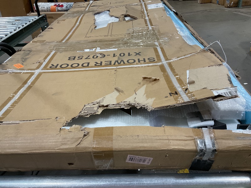 Photo 1 of **SELLING FOR PARTS. ONE DOOR BROKEN**DELAVIN 56-60.in W x 75.in H Frameless Shower Door, Water Repellent Black Shower Door with SGCC Certified Clear Tempered Glass, Easy Sliding Showe Door with Explosion-Proof Film, Stainless Steel