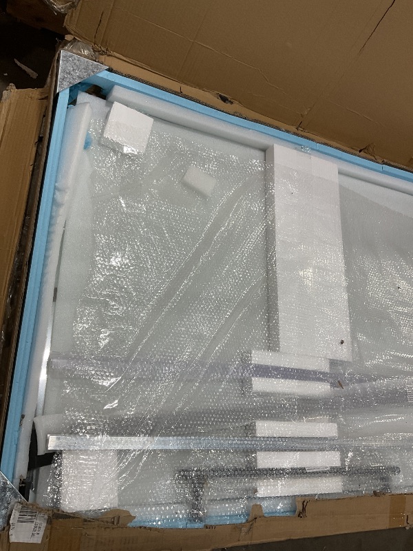 Photo 1 of **SELLING FOR PARTS. ONE DOOR BROKEN**DELAVIN 56-60.in W x 75.in H Frameless Shower Door, Water Repellent Black Shower Door with SGCC Certified Clear Tempered Glass, Easy Sliding Showe Door with Explosion-Proof Film, Stainless Steel