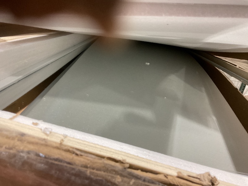 Photo 1 of **ONE MIRROR CRACKED****JUBEST Closet Door 60 x 80", One Side Mirror Door with Top & Bottom Track Kits, 1-Panel White Steel Frame Sliding Mirror Closet Door, Easy to Install