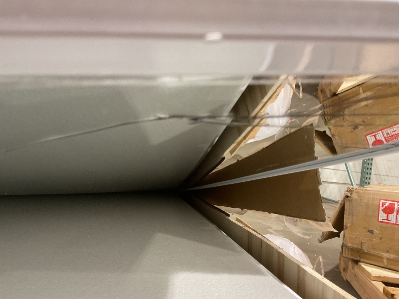 Photo 1 of **ONE MIRROR CRACKED****JUBEST Closet Door 60 x 80", One Side Mirror Door with Top & Bottom Track Kits, 1-Panel White Steel Frame Sliding Mirror Closet Door, Easy to Install