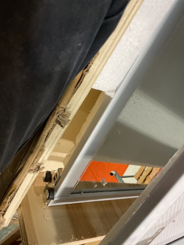 Photo 1 of **ONE MIRROR CRACKED****JUBEST Closet Door 60 x 80", One Side Mirror Door with Top & Bottom Track Kits, 1-Panel White Steel Frame Sliding Mirror Closet Door, Easy to Install