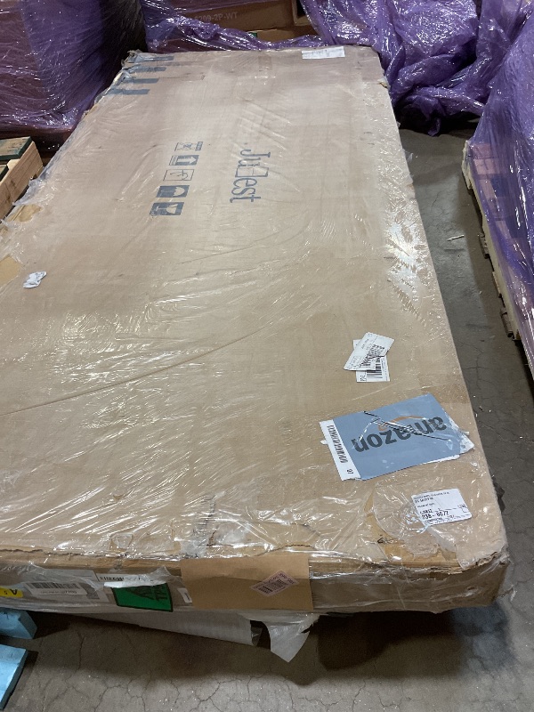 Photo 1 of **ONE MIRROR CRACKED****JUBEST Closet Door 60 x 80", One Side Mirror Door with Top & Bottom Track Kits, 1-Panel White Steel Frame Sliding Mirror Closet Door, Easy to Install