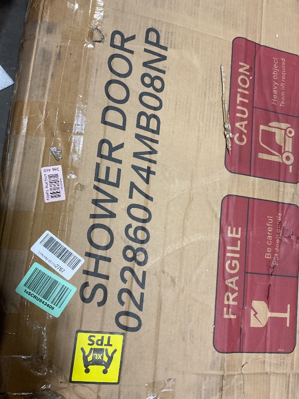 Photo 1 of **GLASS ONLY**MISSING HARDWARE AND INSTALLATION PARTS**Frameless Shower Door, 5/16" (8mm) Clear Tempered Glass Shower Door, 56-60" W x 74" H, Quiet Soft-Close, Reversible Installation, SGCC Certified (Matte Black-Double Sliding Style A, 60" W x 74" H)