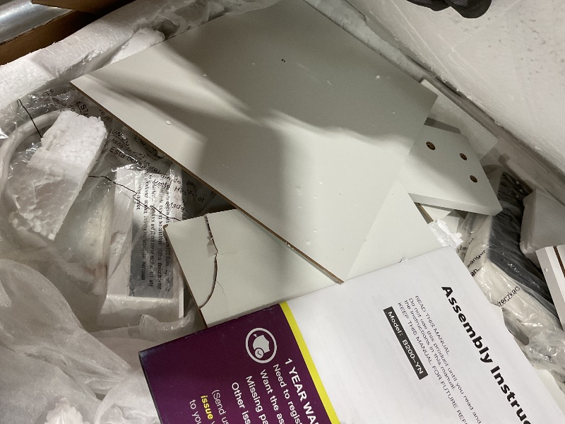 Photo 1 of **SELLING FOR PARTS. DAMAGE TO MULTIPLE PIECES**COMHOMA Makeup Vanity Desk with Mirror and Lights, Vanity Table and Chair Set with 4 Drawers and Charging Station, Bedroom Dresser LED Mirror Stepless Dimmable & 3 Color Modes Adjustable, White