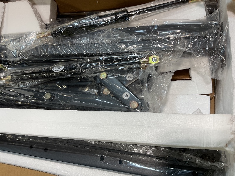 Photo 1 of **SELLING FOR PARTS AS PARTIAL SET. ONE BOX OF TWO**KEIKI King Size Lift Bed Frame with Headboard, Smooth Pneumatic Lifting Mechanism and Ample Storage – No Noise, Space-Saving Design with Wooden Platform – Walnut