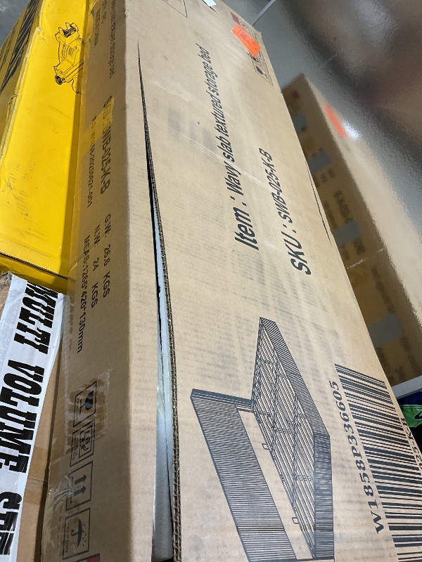 Photo 1 of **SELLING FOR PARTS AS PARTIAL SET. ONE BOX OF TWO**KEIKI King Size Lift Bed Frame with Headboard, Smooth Pneumatic Lifting Mechanism and Ample Storage – No Noise, Space-Saving Design with Wooden Platform – Walnut