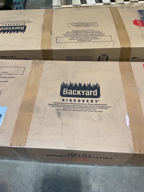 Photo 1 of **2 BOXES**MAJOR DAMAGE CORNERS ON TWO PIECES**TO Backyard Discovery Montpelier Cedar Wood Swing Set with Wave Slide,Clubhouse, Monkey Bars, Picnic Area, Snack Bar, Belt Swings, Trapeze, Balcony, Playhouse, Working Door, Ladder, Outdoor Playset