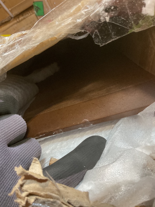 Photo 1 of **SCRATCHES**Furniture of America Alara Mid-Century Modern Solid Wood 59-inch Rectangular Dining Table with Clean Line and Organic Curve for Home Kitchen, Dinettes, Walnut