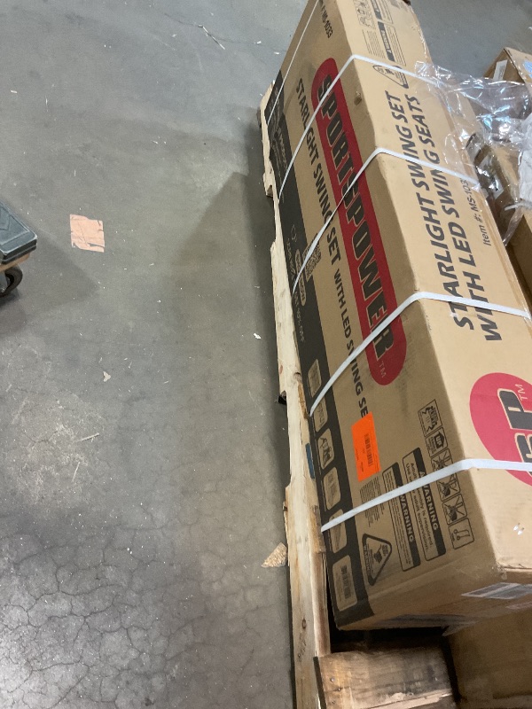 Photo 1 of ***PARTIAL SET/ SLIDE PORTION ONLY/ POSSIBLY BOX 1 OF 3*** Sportspower Starlight Metal Swing Set with 2 LED Light-Up Swings, Saucer Swing & 5ft Slide – Outdoor Kids Playset with Sturdy Frame and Safety Features