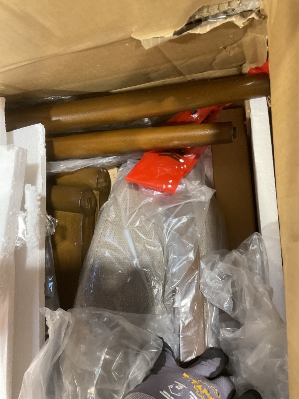 Photo 1 of ****FOR PARTS/ HAS SEVERELY DAMAGED PIECES**** COLAMY Counter Height Bar Stools Set of 3, Kitchen Bar Stools with Back, Mid Century Modern Upholstered, with Wood Legs for Kitchen Island Dining Room, Camel