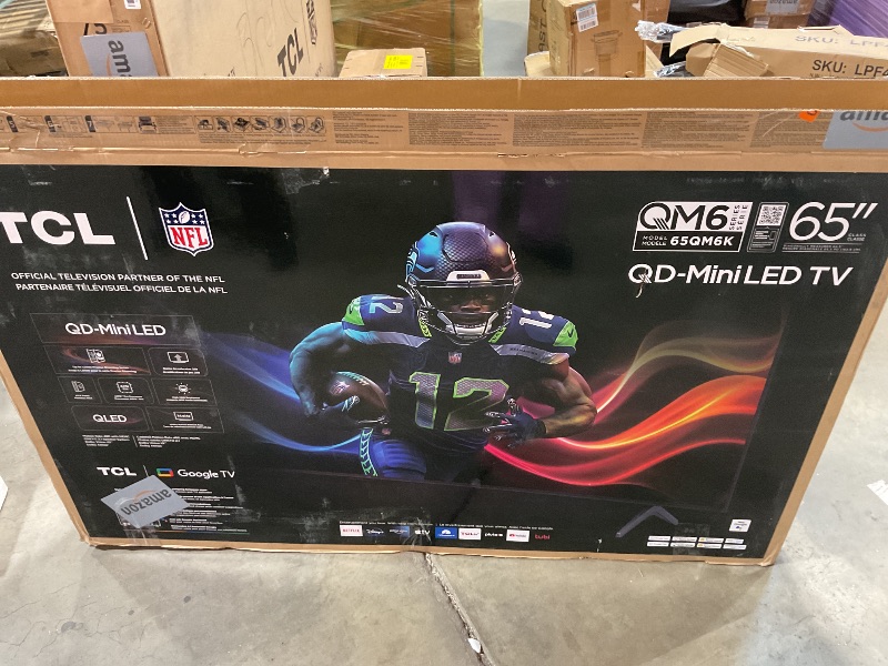 Photo 1 of *DAMAGED SCREEN/NO REMOTE/ PARTS ONLY TCL 65 Inch Class QM6K Series | Mini LED QLED 4K HDR | 65QM6K, 2025 Model | 120HZ-144HZ High Brightness Smart Google TV Dolby Atmos Onkyo Audio | Voice Remote Alexa Gaming Streaming Television