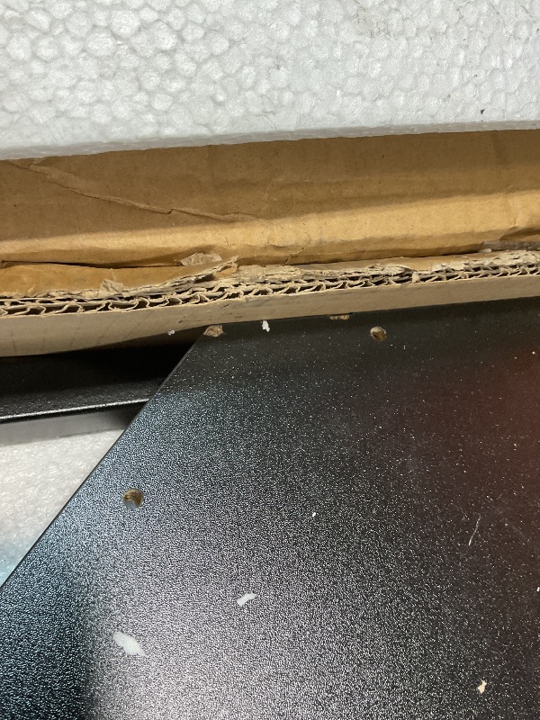 Photo 1 of **CORNERS DAMAED ON TABLE**Garvee Corner Vanity Desk and Stool, Corner Makeup Vanity with LED Lighted Mirror Charging Station and Cabinet for Bedroom, Black