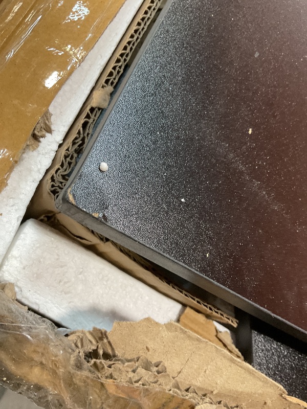 Photo 1 of **CORNERS DAMAED ON TABLE**Garvee Corner Vanity Desk and Stool, Corner Makeup Vanity with LED Lighted Mirror Charging Station and Cabinet for Bedroom, Black