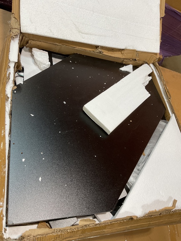 Photo 1 of **CORNERS DAMAED ON TABLE**Garvee Corner Vanity Desk and Stool, Corner Makeup Vanity with LED Lighted Mirror Charging Station and Cabinet for Bedroom, Black