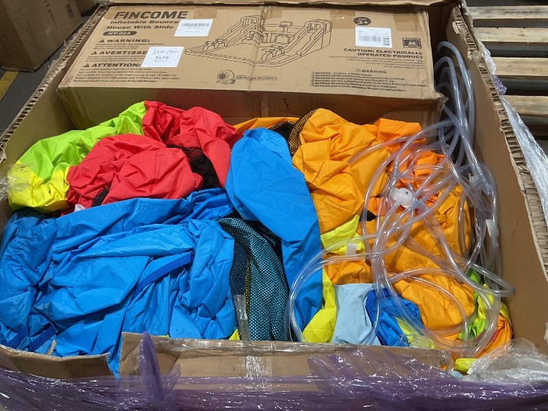 Photo 1 of **DIRT**FINCOME Inflatable Bounce House for Kids, Water Bounce House with Double Slides Outdoor Indoor, Jumping Bouncy Castle with Air Blower for Park Backyard Party Birthday (with 750W Blower)