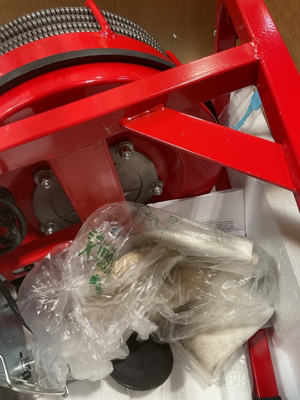 Photo 1 of ** ***FOR PARTS ONLY/NON-FUNCTIONAL ***** VEVOR Drain Cleaner Machine 75FT x 1/2 Inch, Sewer Snake Auger Manual Feed, 370W Electric Drain Cleaning Machine with 4 Cutters & Air-activated Foot Switch for 2" to 4" Pipes