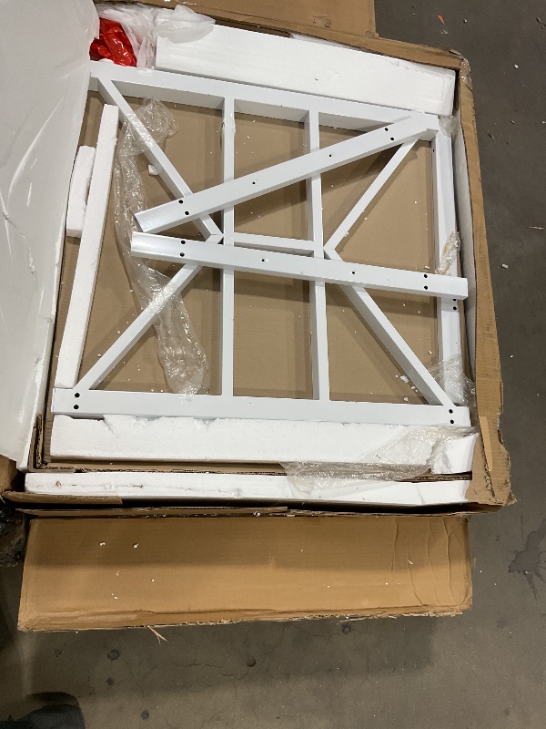 Photo 1 of **ONE CORNER CHIPPED**kTribesigns 70.8-Inch Executive Desk, Large Computer Office Desk Workstation, Modern Simple Style Laptop Desk Study Writing Table Business Furniture for Home Office (Brown/White, 70.8 Inch)