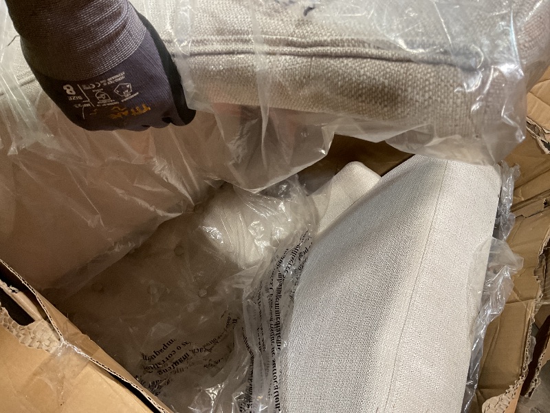 Photo 1 of **2 CHAIRS ONLY**MALOL 7-Piece Rectangular Dining Table Set for 6, 63" Industrial Kitchen Table with 6 Tufted Parsons Dinner Chairs for Dining Room, Kitchen, Living Room, Brown+Beige