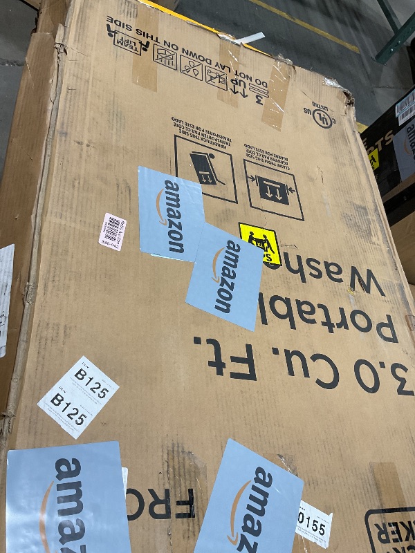 Photo 1 of **BIG DENTS ON BOTTOM FRAME**BLACK+DECKER 3.0 Cu. Ft. Portable Washer, 26.5 lb. Capacity Washing Machine, 6 Cycles, Quick Connect Sink Adapter and Drain Hose Included, Transparent Lid & LED Display, BPW30MW, White