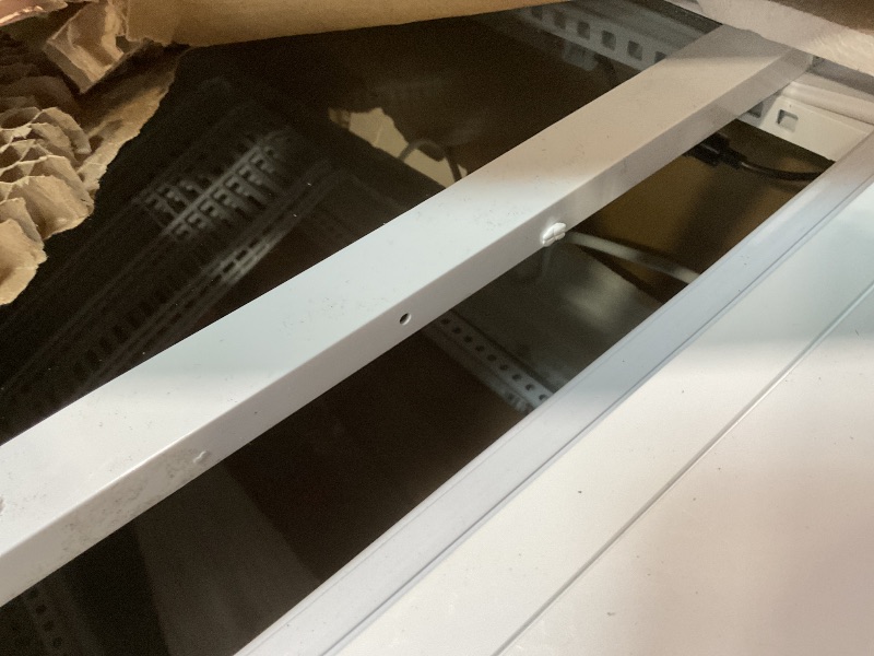 Photo 1 of **PARTS ONLY****DIRT. SCRAPES**Litake Commercial Refrigerator, 3.5 Cu. FT Glass Refrigerator Display Case Countertop with Adjustable Shelves, Interior LED Lighting, Display Fridge for Pastry Cake Restaurant, Auto Defrost, White