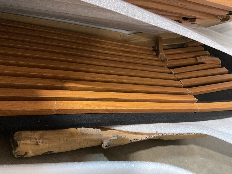 Photo 1 of **MAJOR DAMAGE TO 3 FT ON ONE END FOR BOTH PIECES**Art3d 2-Pack 108" x 12" Acoustic Wood Panels for Wall, Soundproof Wood Slat Panel for Wall and Ceiling, 3D Fluted Sound Absorbing Paneling for Interior Wall Decor, Living Room, Bedroom - Teak