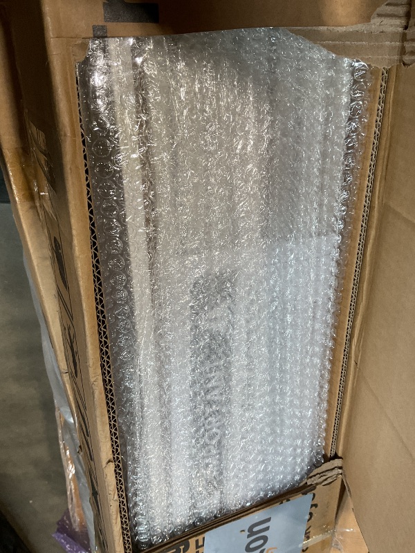 Photo 1 of **SELLING FOR PARTS AS PARTIAL SET. BOX 1 OF 2**SmartStandard 42in x 84in Sliding Barn Door with 7FT Barn Door Hardware Track Kit & Handle, Waterproof PVC Surface, Pre-Drilled Holes Easy to Assemble, White, Solid, MDF, 3 Panel