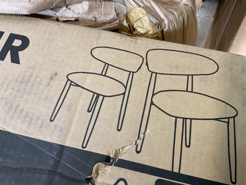 Photo 1 of **2 CHAIRS ONLY**COLAMY Wooden Dining Chairs Set of 6, Modern Upholstered Fabric Dining Room Chair, Farmhouse Kitchen Side Chairs with Foot Pegs, Beige