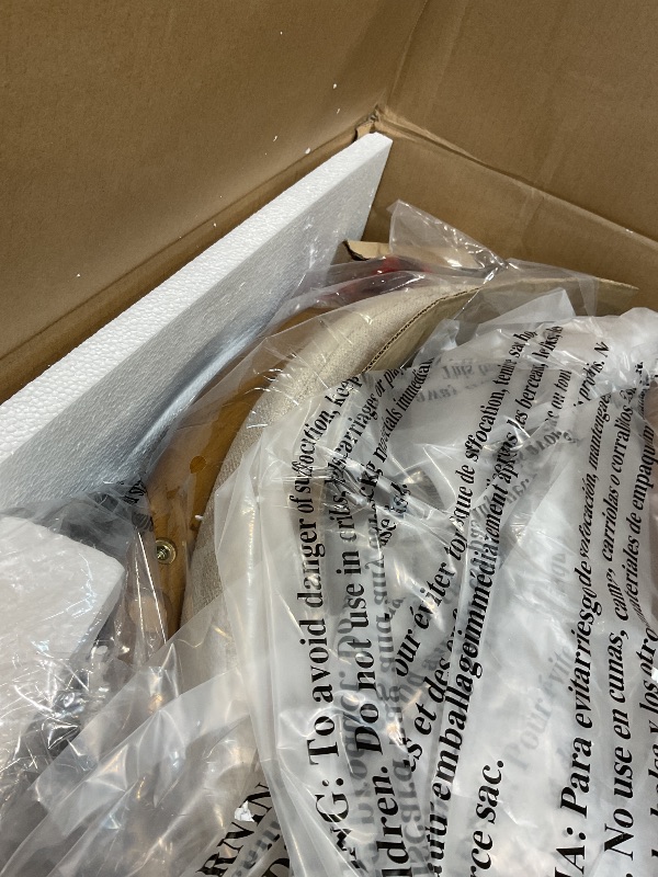 Photo 1 of **2 CHAIRS ONLY**COLAMY Wooden Dining Chairs Set of 6, Modern Upholstered Fabric Dining Room Chair, Farmhouse Kitchen Side Chairs with Foot Pegs, Beige