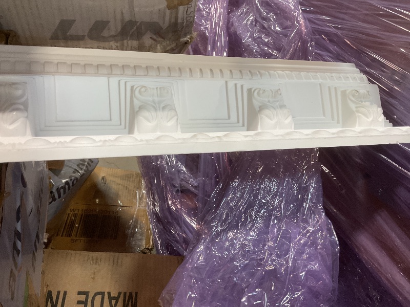 Photo 1 of ** TWO PIECES/SCRATCHES/ DIRTY** Endurathane Attica Crown Moulding, 3 7/8"H x 3 5/8"P x 5 3/8"F x 94 1/2"L, Factory Primed