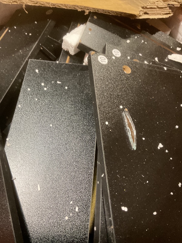 Photo 1 of **SELLING FOR PARTS. BROKEN MIRROR**Chrangmay 47.24" Big Modern Vanity Desk with Mirror and Lights,Makeup Vanity Desk with 5 Drawers and Storage Shelves & Power Outlet,Dressing Table with Glass Top, Black