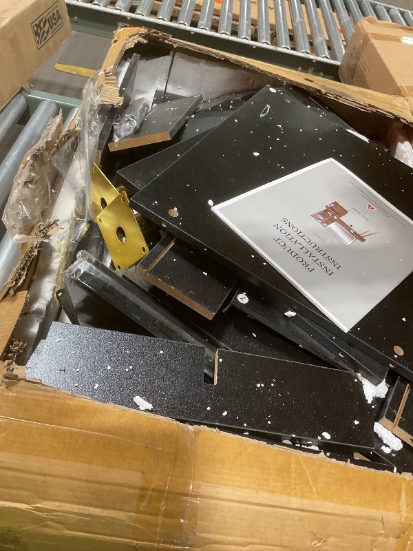 Photo 1 of **SELLING FOR PARTS. BROKEN MIRROR**Chrangmay 47.24" Big Modern Vanity Desk with Mirror and Lights,Makeup Vanity Desk with 5 Drawers and Storage Shelves & Power Outlet,Dressing Table with Glass Top, Black