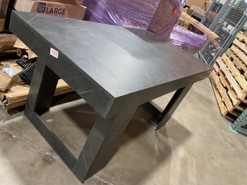 Photo 1 of **DIRT. SCRATCHES**Black wood extendable table. Stone accent