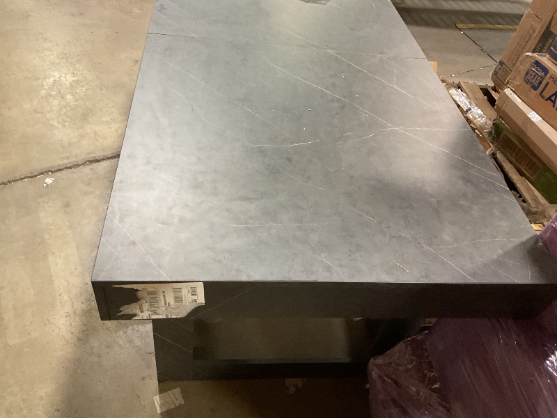 Photo 1 of **DIRT. SCRATCHES**Black wood extendable table. Stone accent