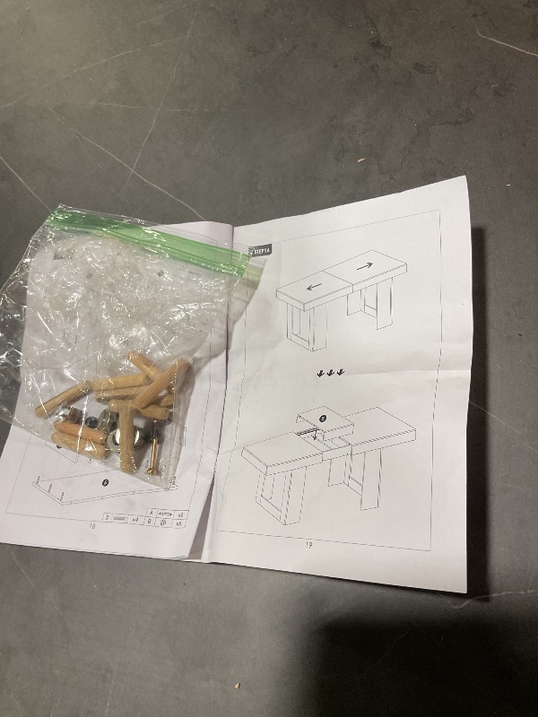 Photo 1 of **DIRT. SCRATCHES**Black wood extendable table. Stone accent