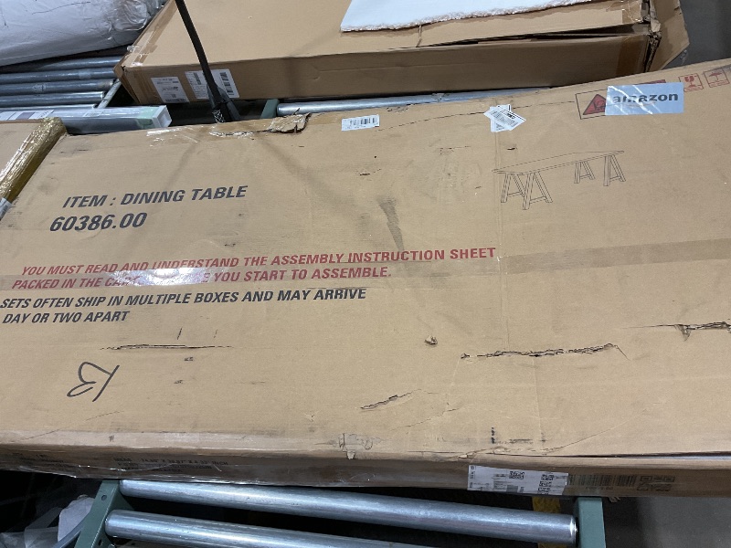 Photo 1 of **TABLE ONLY**Christopher Knight Home Rachel Mid-Century Modern 7 Piece Dining Set with A-Frame Table, Light Beige + Walnut