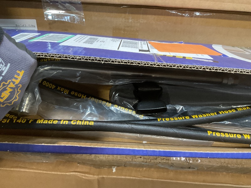 Photo 1 of **SCRAPES**janz 24 FT, Aluminum Telescoping Pressure Washer Wand with 2 Pressure Washer Extension Wands,Gutter Cleaner Attachment, 7 Spray Nozzle Tips, 2 Hose Inlet Adapters, Pivoting Coupler and Support Harness