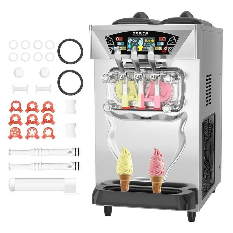 Photo 1 of **DIRT. SSCRAPES**GSEICE BJK428S 3600W Commercial Ice Cream Maker, 11-12.2 Gal/H, 2+1 Flavors Soft Serve Machine, 2.1 Gal Hoppers, 0.53 Gal Cylinders, Puffing & Pre-Cooling