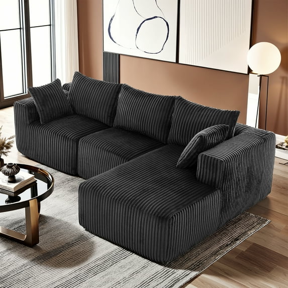 Photo 1 of **DIRT**BedLuxury 102" Cloud Sectional Couch with L-Shape Chaise,Modern Modular Sofa with Deep Seat, Upholstered Couches for Living Room Bedroom,No Assembly Required, Black