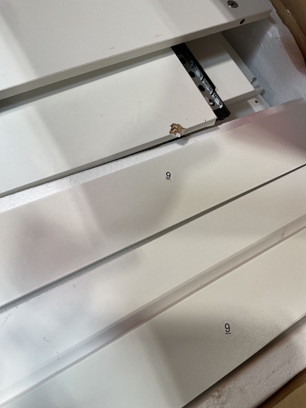 Photo 1 of **SCRATCHES. DIRT**DWVO LED Makeup Vanity Table with 3 Light Modes, 4 Storage Drawers, Built-in Power Outlets & Hairdryer Holder, Dressing Table with Cushioned Stool