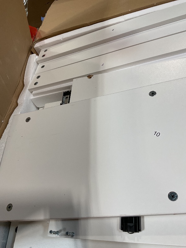 Photo 1 of **SCRATCHES. DIRT**DWVO LED Makeup Vanity Table with 3 Light Modes, 4 Storage Drawers, Built-in Power Outlets & Hairdryer Holder, Dressing Table with Cushioned Stool