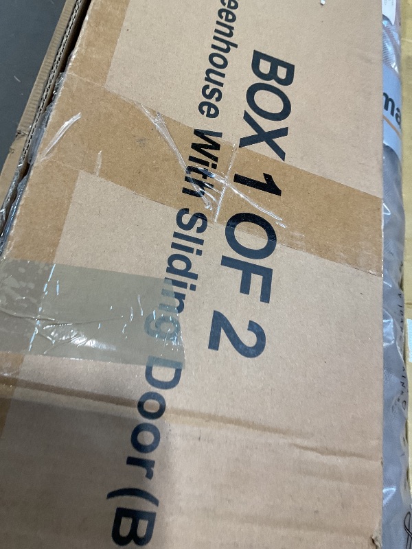 Photo 1 of **SELLING FOR PARTS AS PARTIAL SET. ONE BOX OF TWO**6x10 FT Greenhouse, Easy Assembly Aluminum Polycarbonate Greenhouses for Outdoors with Roof Vent, Large Aluminum Walk-in Greenhouse for Sunroom Patio, Backyard, Garden, Sliding Lockable Door, Black