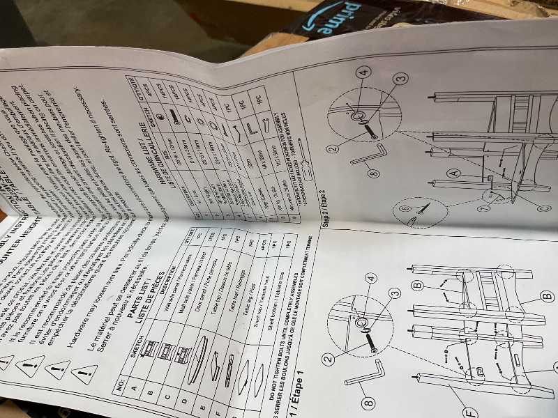 Photo 1 of **TABLE ONLY. SELLING AS PARTIAL SET**Lexicon Dante 5 Piece Counter Height Dining Table Set, Extendable Counter Height Dining Room Set for 4, Including 1 Round Kitchen Table and 4 Lattice Back Chairs, Antique White/Brown