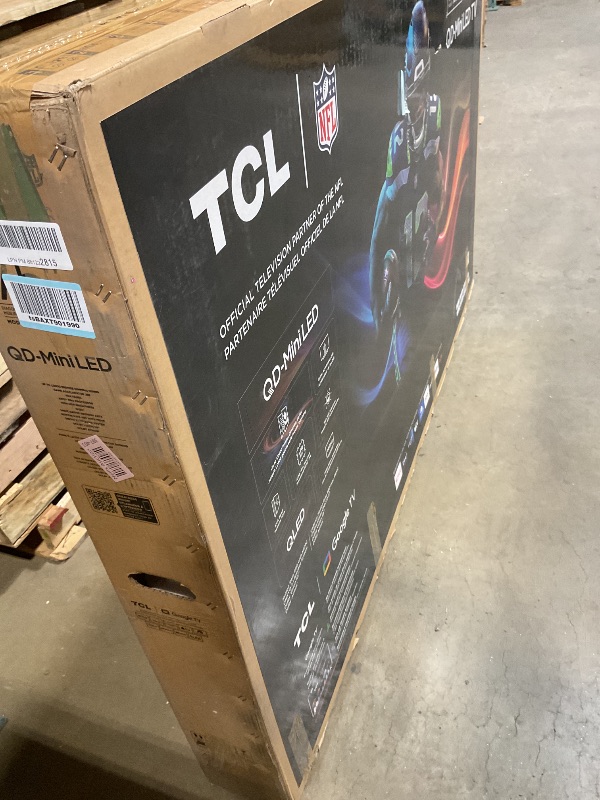 Photo 1 of **MAJOR DAMAGE TO SCREEN. SELLING FOR PARTS AS PARTIAL SET. MISSING LEGS**TCL 75 Inch Class QM6K Series | Mini LED QLED 4K HDR | 75QM6K, 2025 Model | 120HZ-144HZ High Brightness Smart Google TV Dolby Atmos Onkyo Audio | Voice Remote Alexa Gaming Streaming
