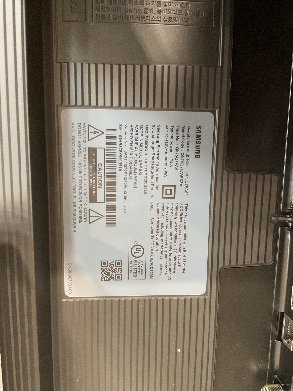 Photo 1 of Samsung 75-Inch Class QLED Q7F Series Samsung Vision AI Smart TV (2025 Model, 75Q7F) Quantum HDR, Object Tracking Sound Lite, Q4 AI Gen1 Processor, 4K upscaling, Gaming Hub, Alexa Built-in