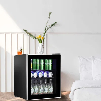 Photo 1 of 1.6 Cu.ft Beverage Refrigerator Cooler, Mini Fridge With Glass Door For Soda Beer Or Wine