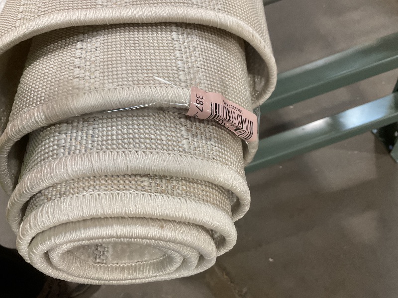 Photo 1 of **DIRT FROM TRANSPORT **JONATHAN Y Hallie High-Low Curve Ivory/Cream Indoor/Outdoor Area Rug, 8x10, Minimalist, Pet Friendly, Non-Shedding, Stain Resistant, Hose-Washable for Backyard, Patio, Porch (SCN100B-8)